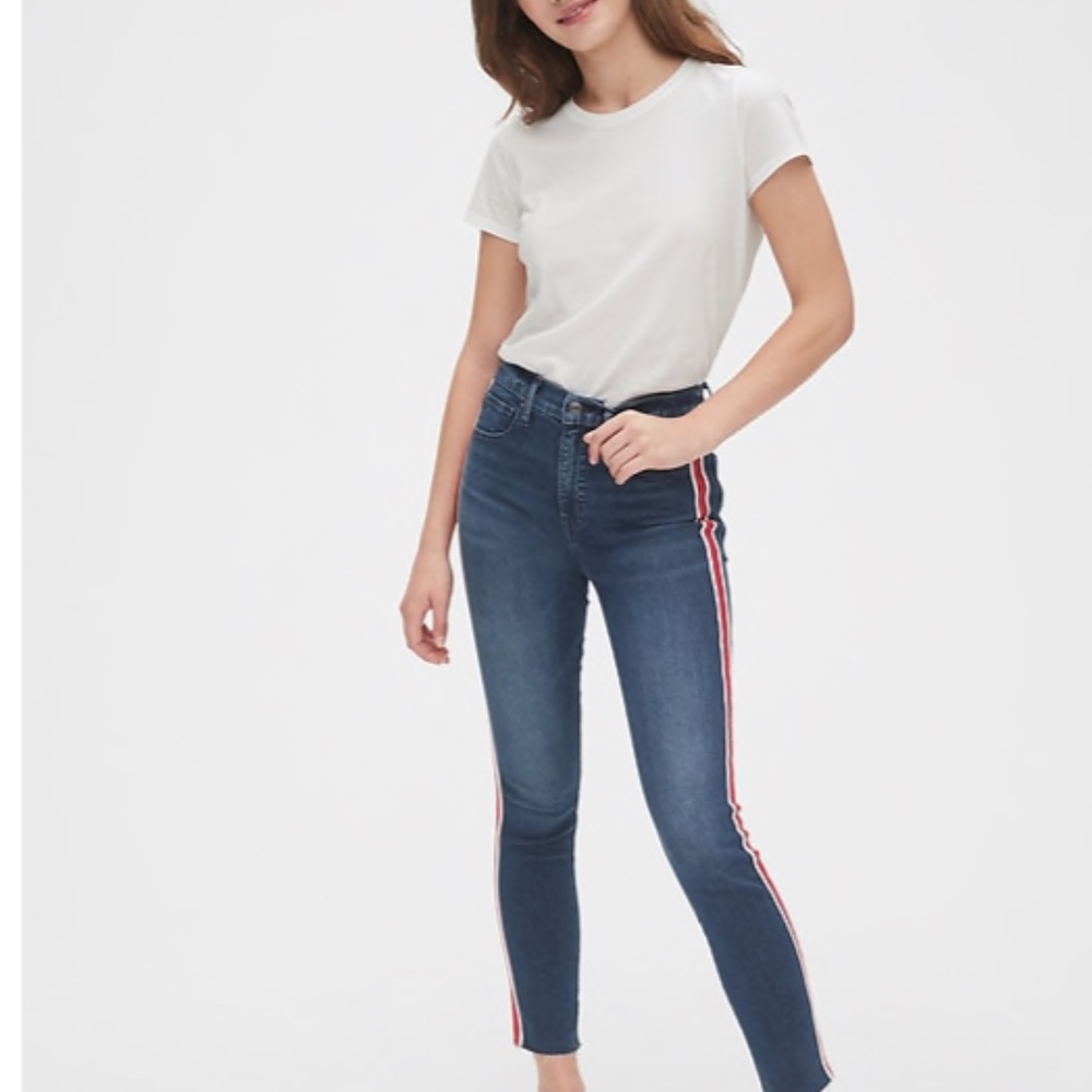 Gap High Rise True Skinny Ankle Jean Stripe 18 P
